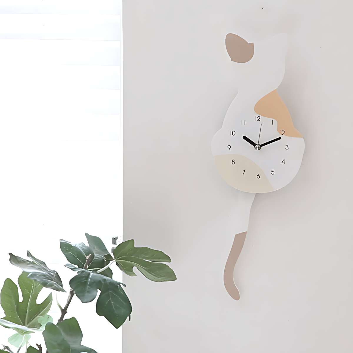 SIWOO Cat Silent Wall Clock - Calico - Home & Living