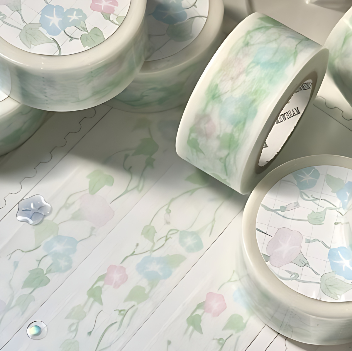 MEWMEWBEAM Morning Glory Pattern Masking Tape - Washi Tape