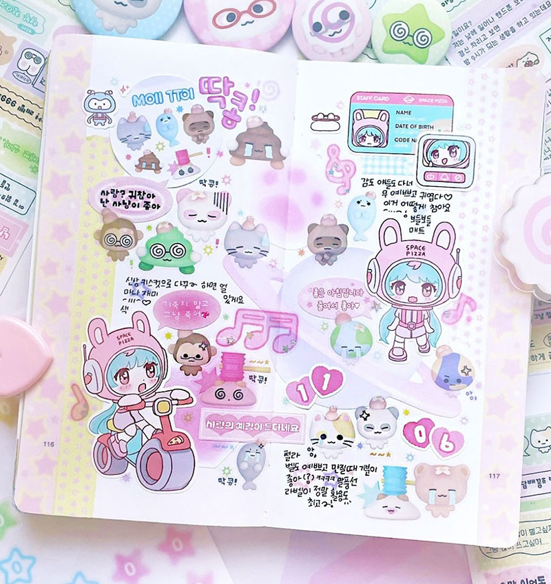 MOII TTOI Sparkling Label Sticker Pack 6sheet - Office Supplies - View 1