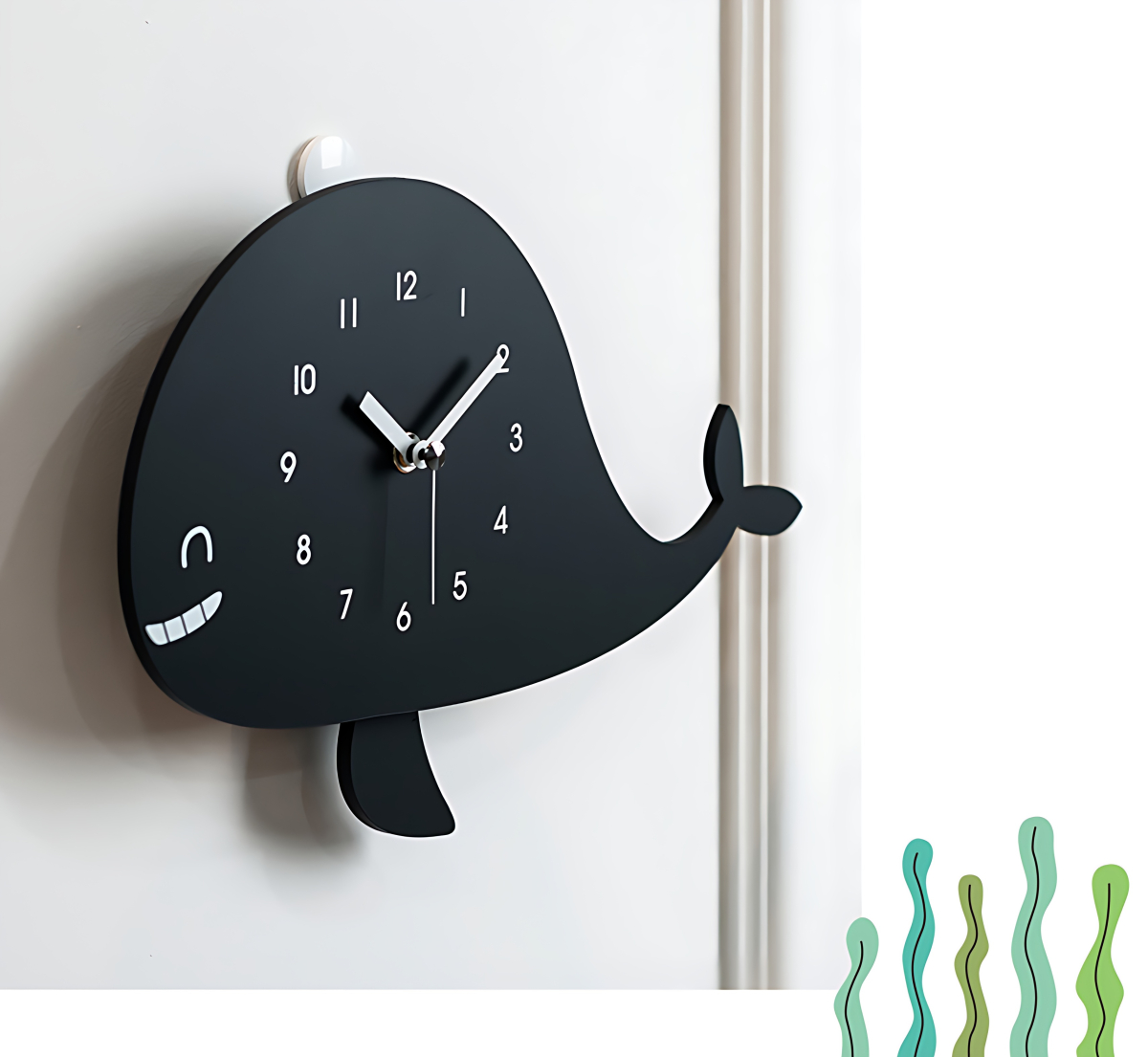 Alternative view of FLAITO Black Whale Silent Interior Wall Clock