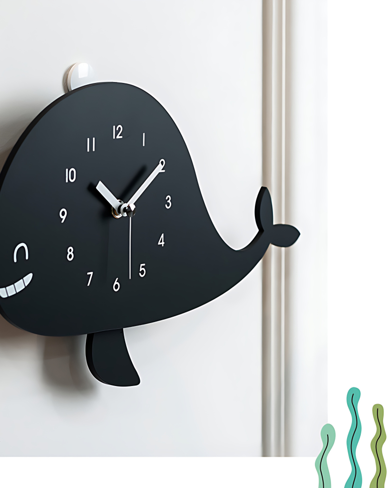 Alternative view of FLAITO Black Whale Silent Interior Wall Clock