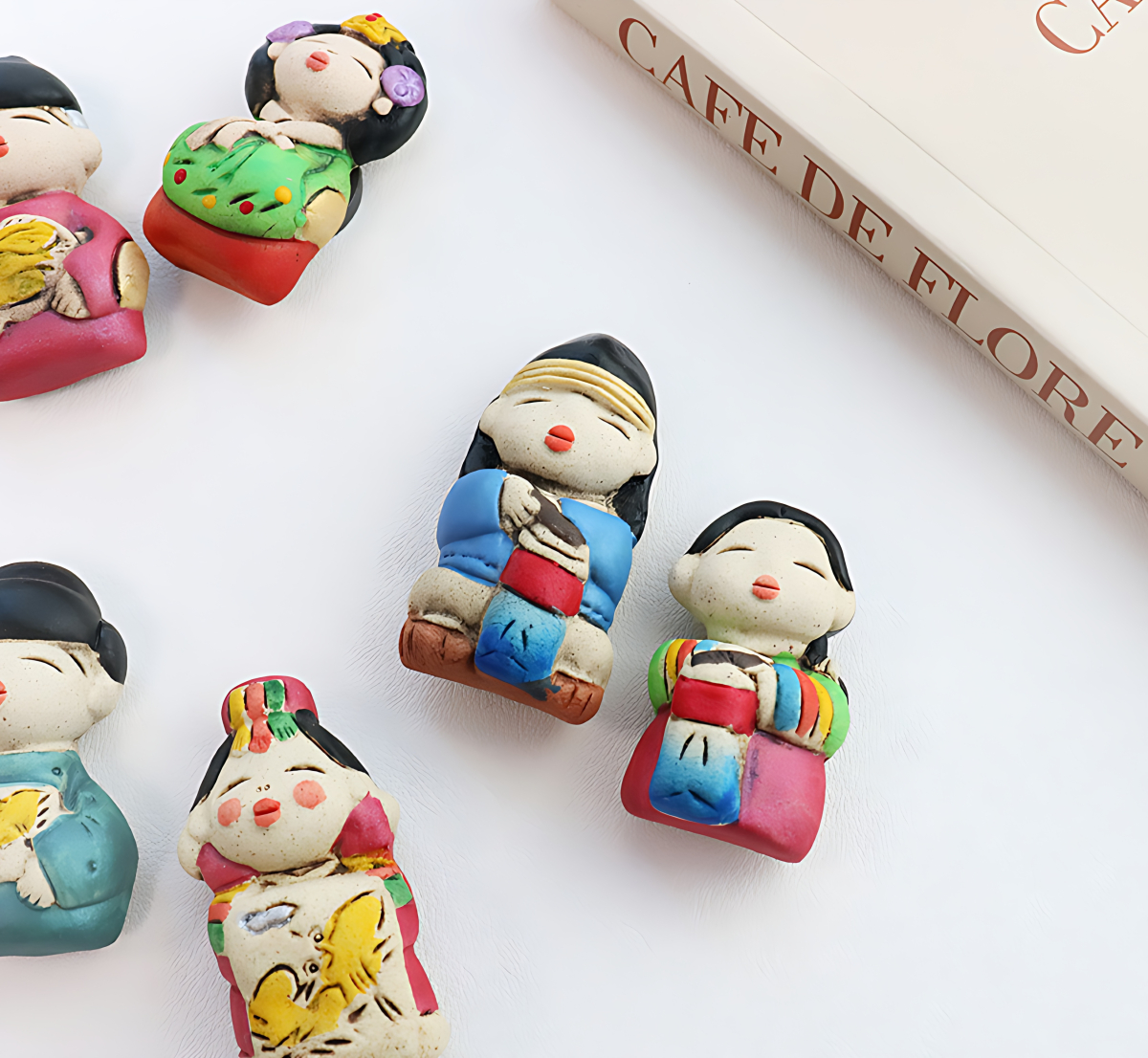Alternative view of Traditional Couple Doll Ceramic Fridge Magnet