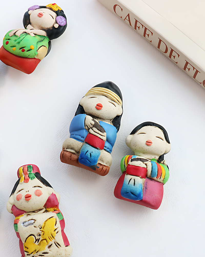 Alternative view of Traditional Couple Doll Ceramic Fridge Magnet