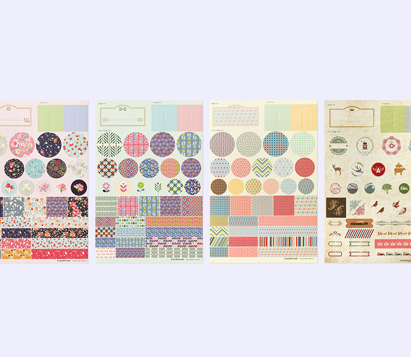BOOKFRIENDS Deco Sticker 4-Type Set - Office Supplies