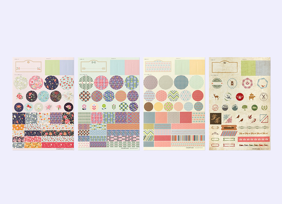 BOOKFRIENDS Deco Sticker 4-Type Set - Office Supplies