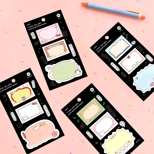 "meta_description": "Discover stylish Sticky Notes with ICONIC Blah Blah design for fun organization.",