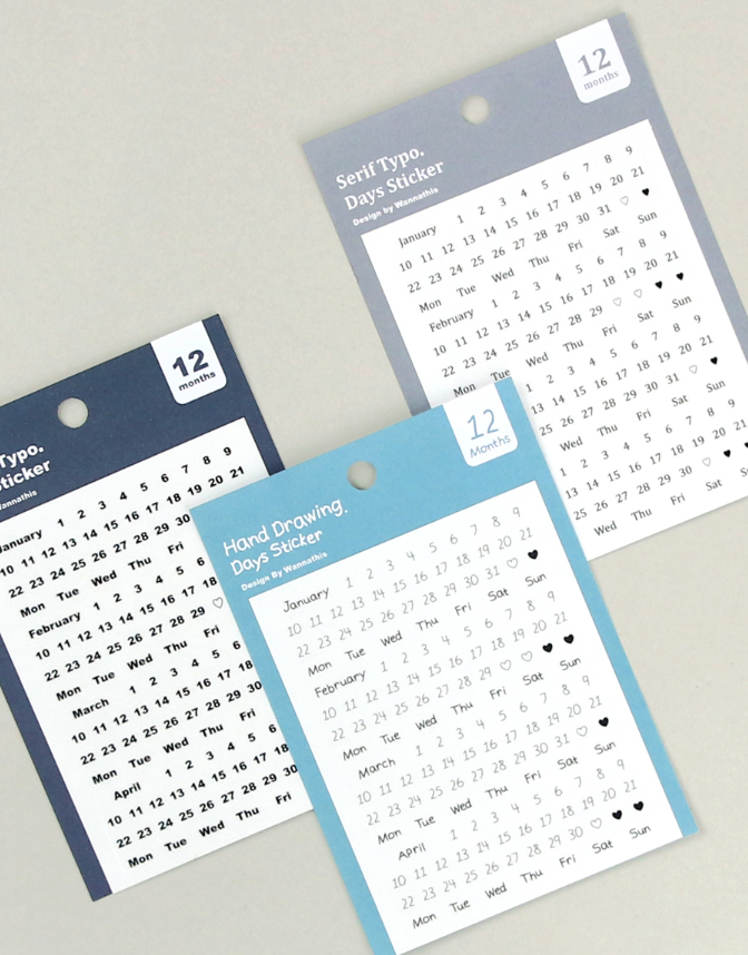 WANNATHIS Date Number Day Month Transparent Sticker - Office Supplies