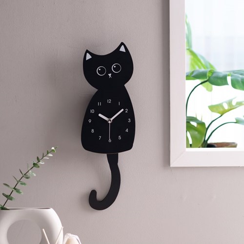 Alternative view of FLAITO New Black Cat Silent Wall Clock
