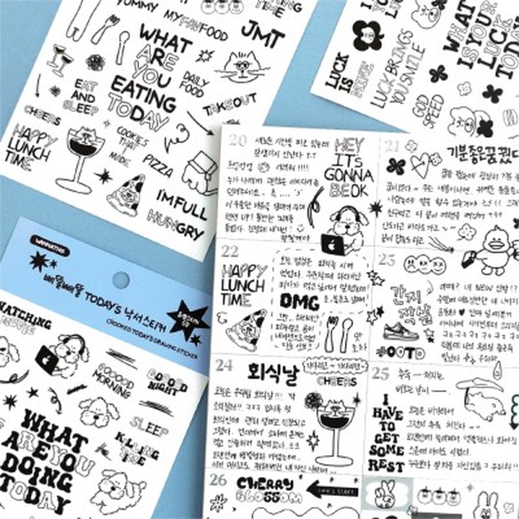 "meta_description": "Discover Crooked Today's Drawing Sticker Set: 6 transparent sheets for adding creativity and fun to your workspace.",