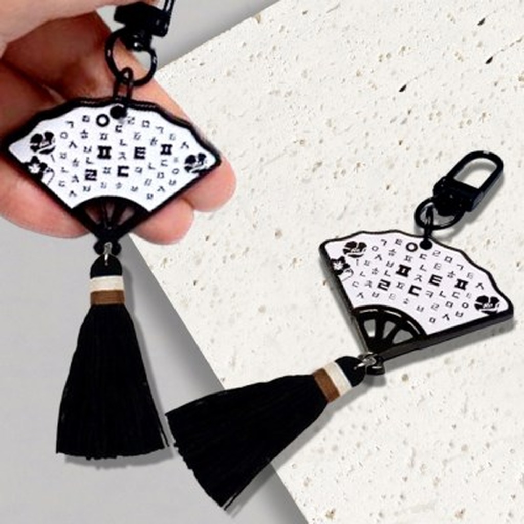 Korea Hangeul Consonant Fan-Shaped Metal Keyring - Office Supplies