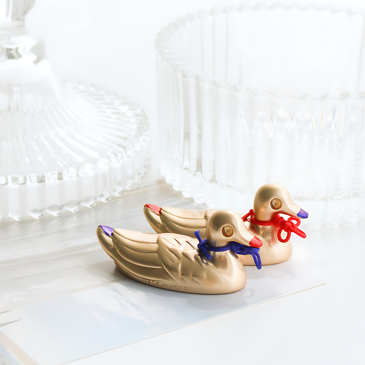 Alternative view of Miniature Mandarin Duck and Goose Refrigerator Magnet Set / Sculpture Set