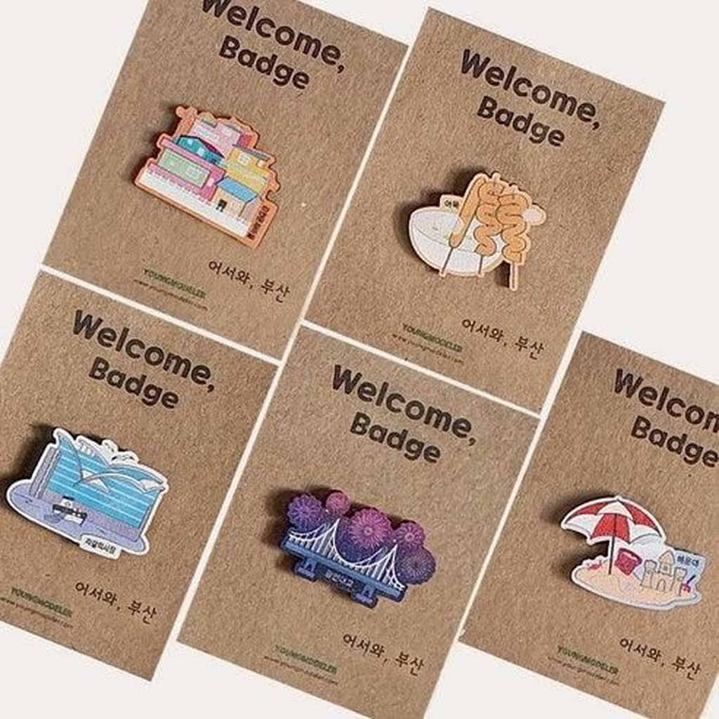 Welcome to Busan – Busan Landmark Mini Wooden Badges