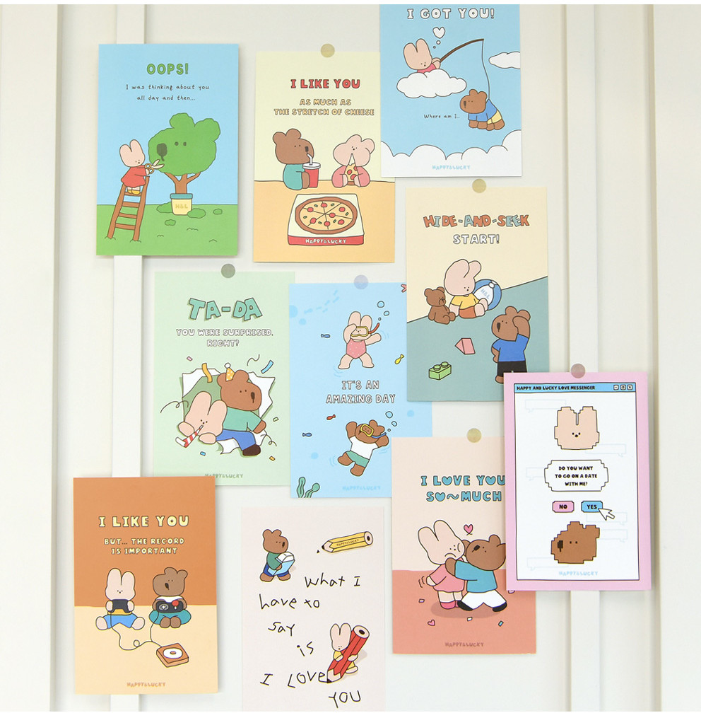 MONOLIKE Happy and Lucky Littles Series.1 Postcard Set (12 pcs) - Office Supplies - View 1