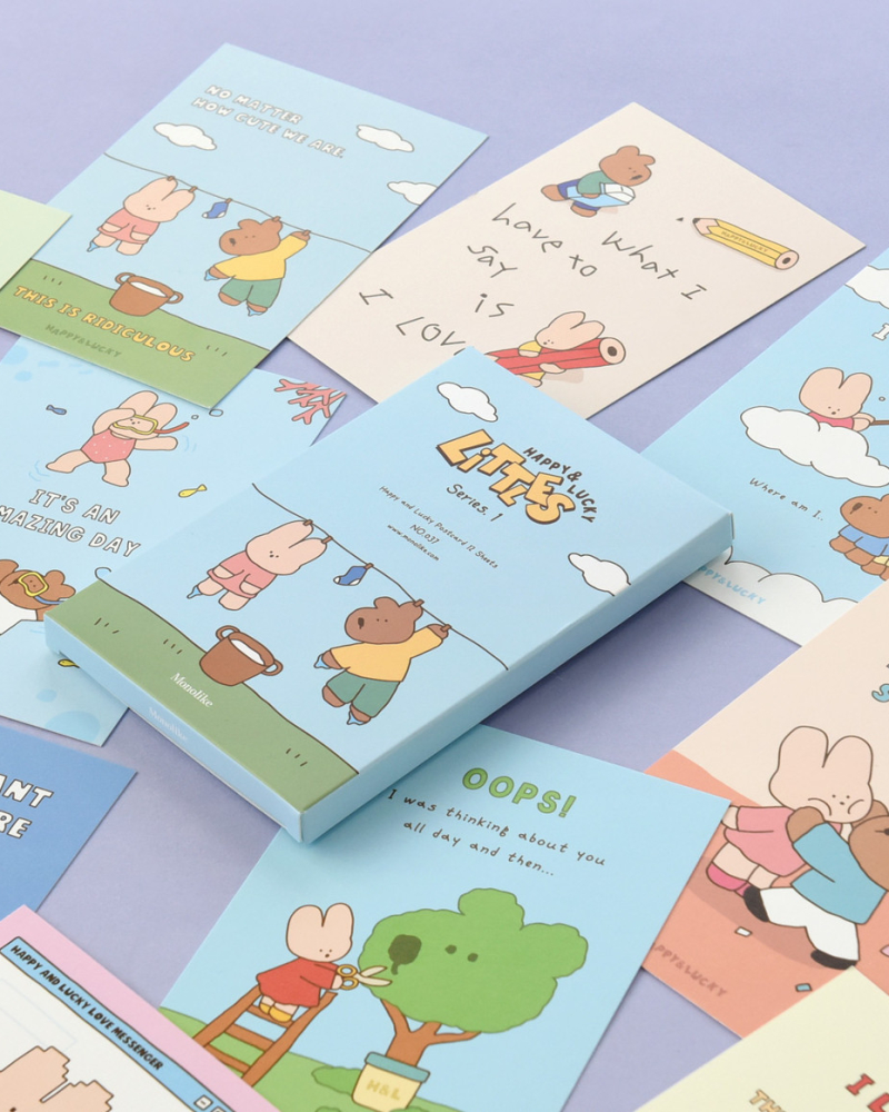 MONOLIKE Happy and Lucky Littles Series.1 Postcard Set (12 pcs) - Office Supplies