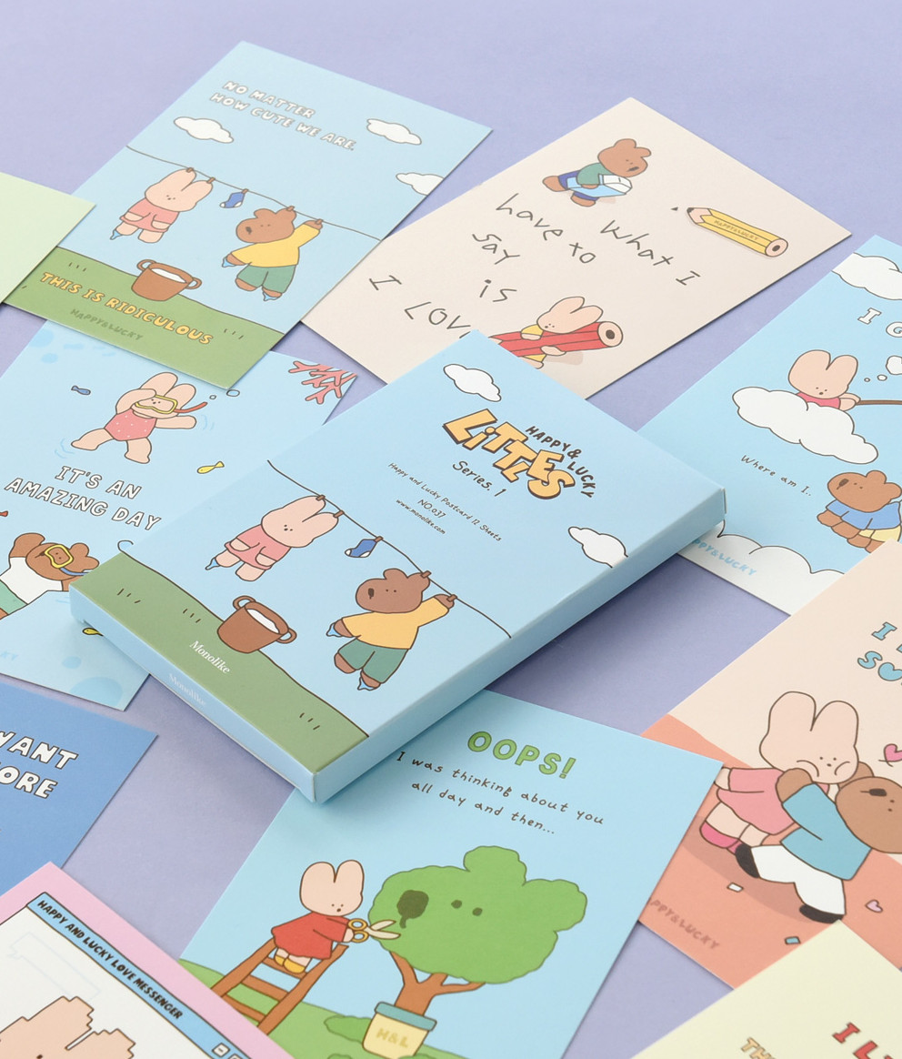 MONOLIKE Happy and Lucky Littles Series.1 Postcard Set (12 pcs) - Office Supplies