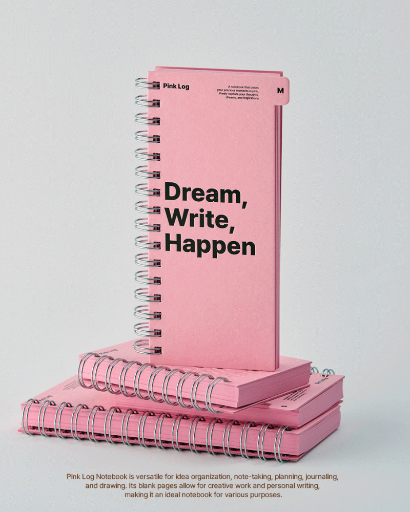 SHYMONSTER Pink Log Spring Notebook - Office Supplies