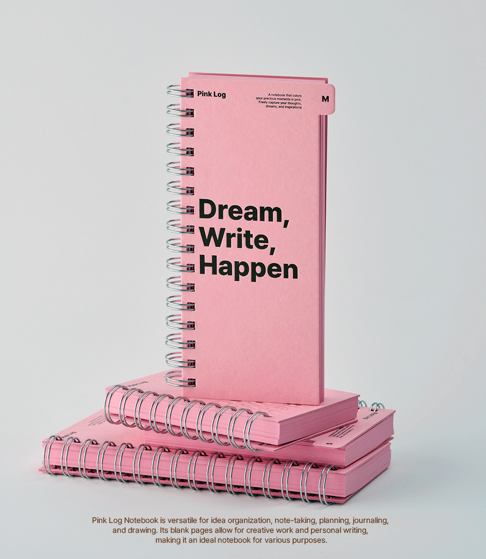 SHYMONSTER Pink Log Spring Notebook - Office Supplies