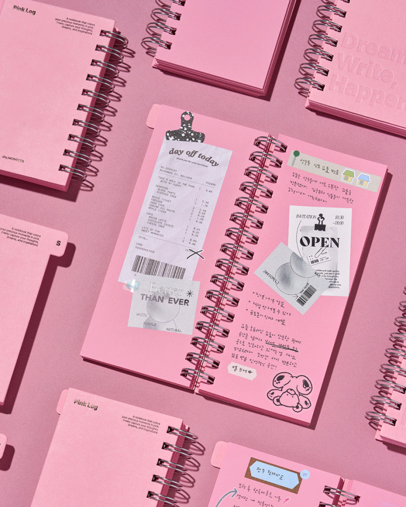 SHYMONSTER Pink Log Spring Notebook - Office Supplies - View 1