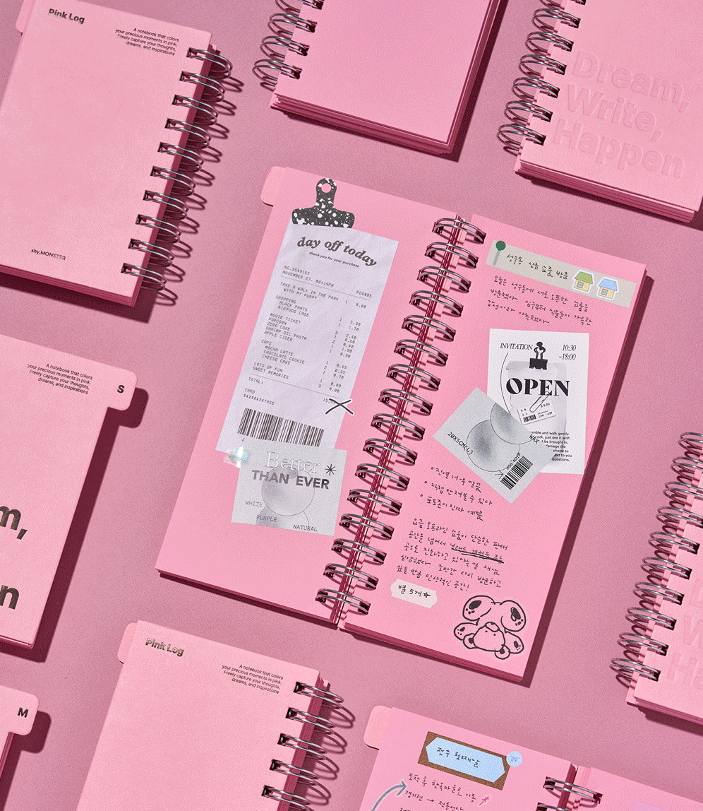 SHYMONSTER Pink Log Spring Notebook - Office Supplies - View 1