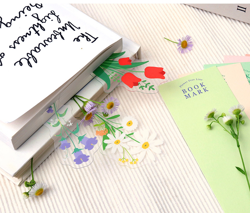 BOOKFRIENDS Flower Free Line Transparent Bookmark Set - Bookmarks