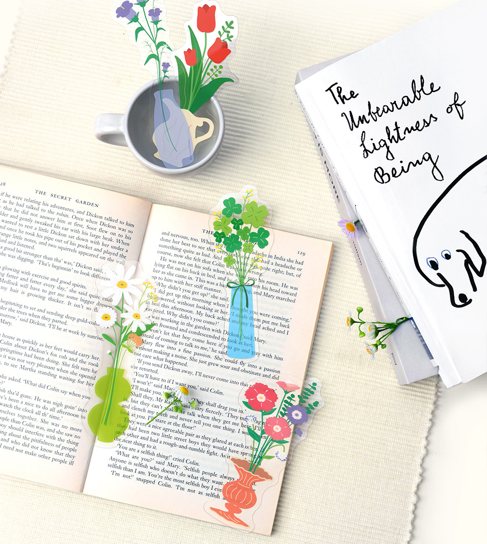 BOOKFRIENDS Flower Free Line Transparent Bookmark Set - Bookmarks - View 1
