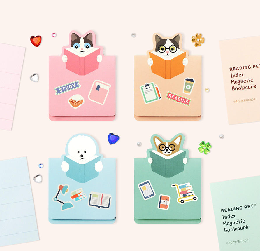 BOOKFRIENDS Reading Pet Index Magnetic Bookmark (with Card) Set - Bookmarks