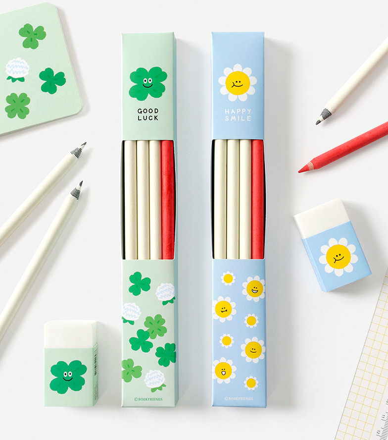 BOOKFRIENDS Smile Pencil & Eraser Set - Office Supplies