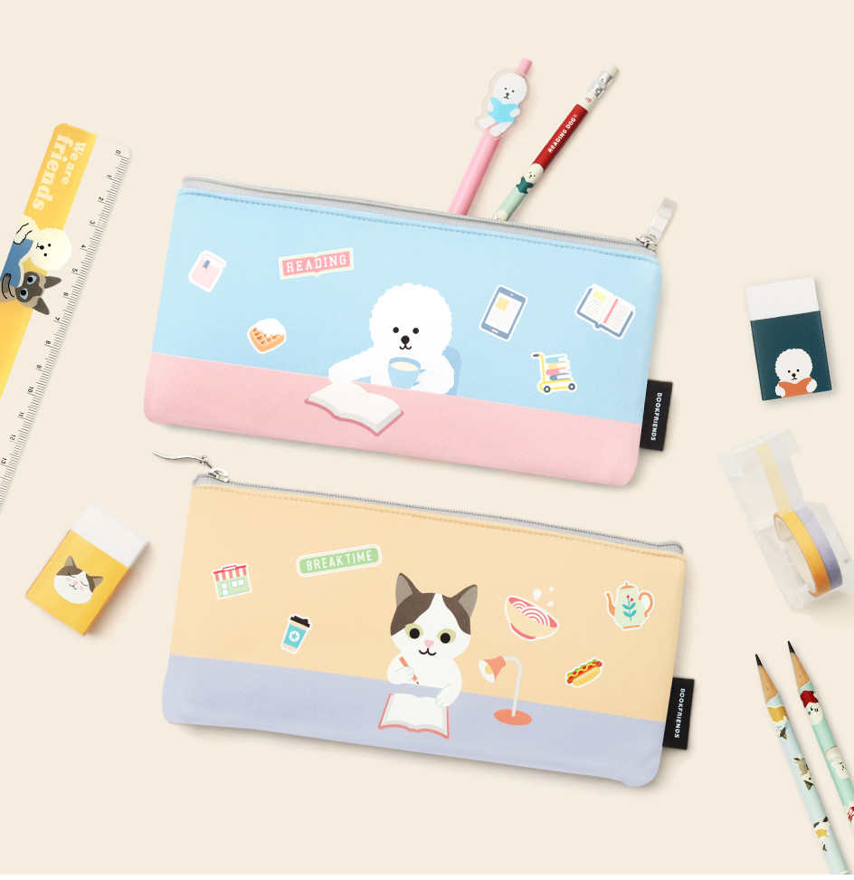 BOOKFRIENDS Reading Pet Soft Square Pencil Case - Bags & Wallets