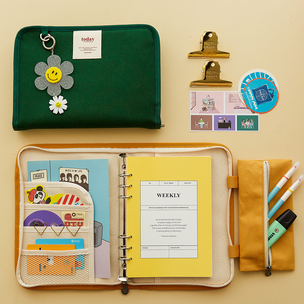 FUNNYMADE Canvas 6-Ring Diary Cover - A5 - Binders