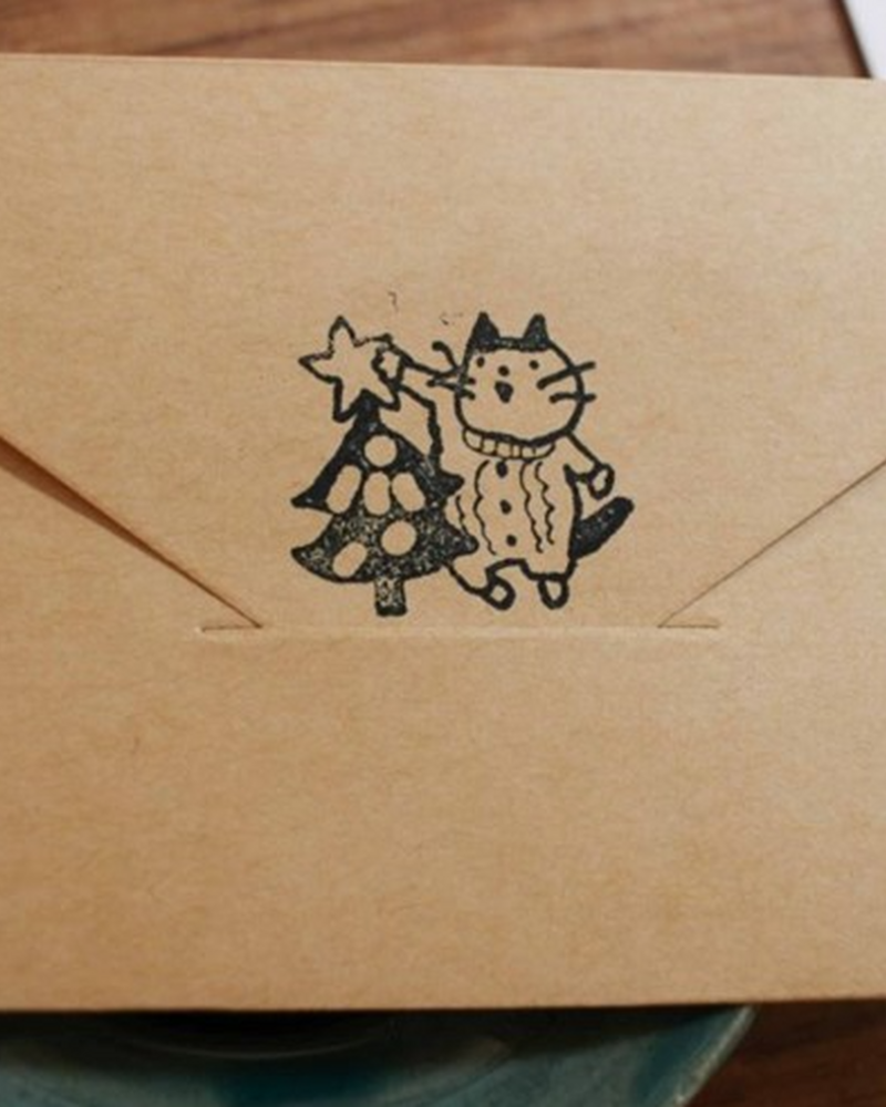 JAYEON Cat hanging Stars on a Tree Stamp - Office Supplies