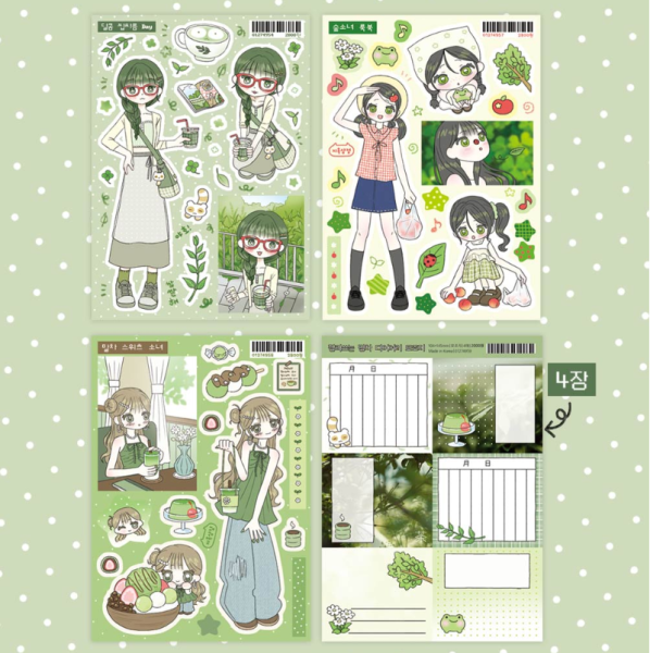 JIOK_STORE Matcha Diary Sticker Pack - Office Supplies