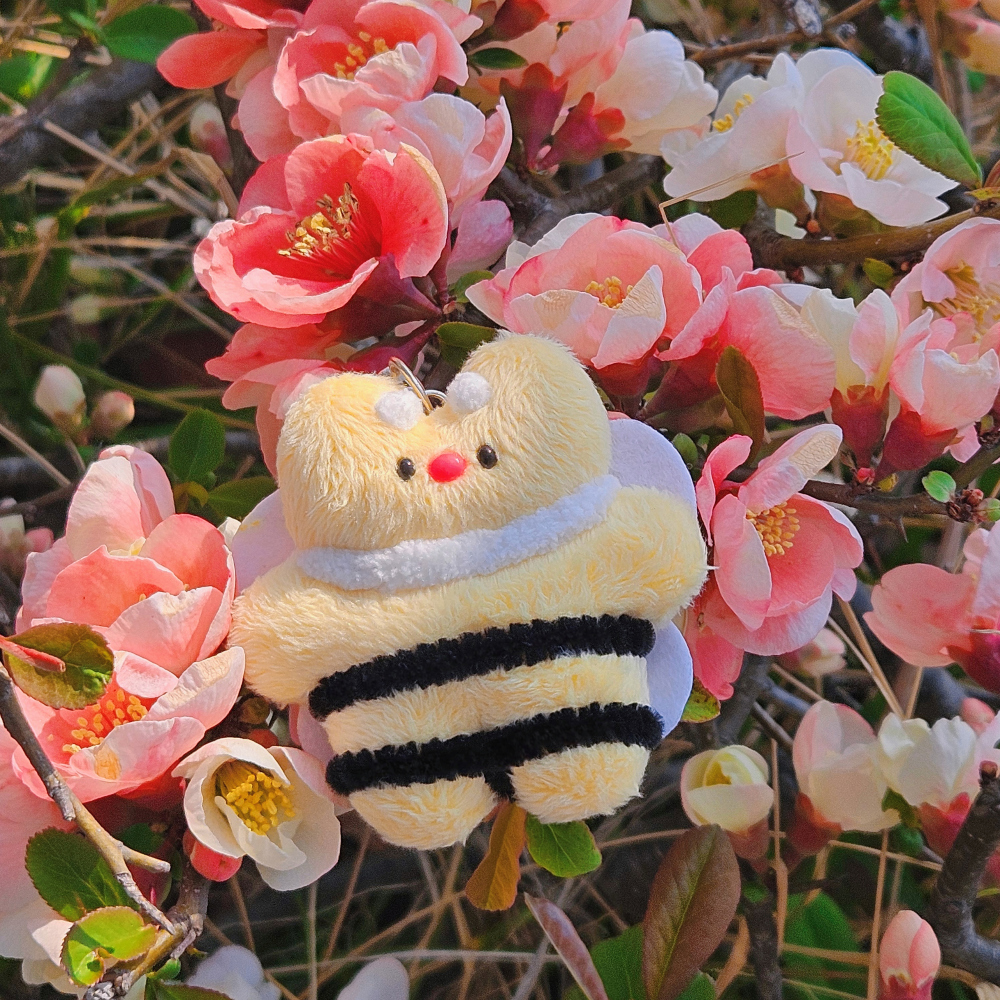 Honeybee Cat Plush Keyring – Handmade Charm - Office Supplies - View 1
