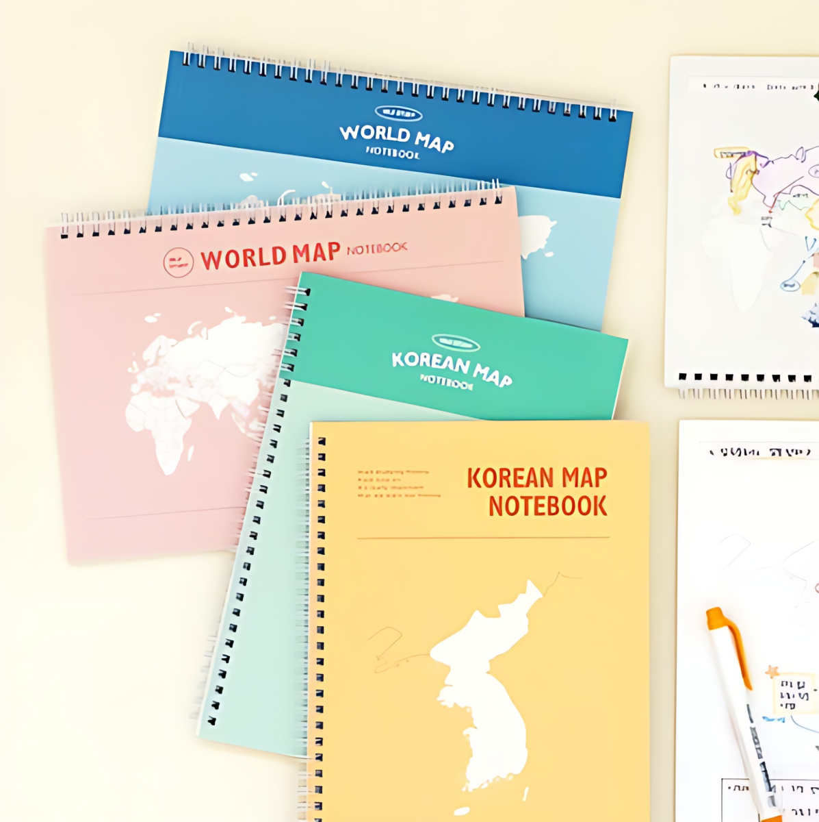 INDIGO Self-study Korean Map/World Map Notebook (B5 grid) - Notebooks