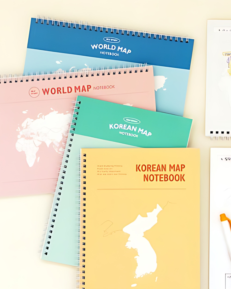 INDIGO Self-study Korean Map/World Map Notebook (B5 grid) - Notebooks