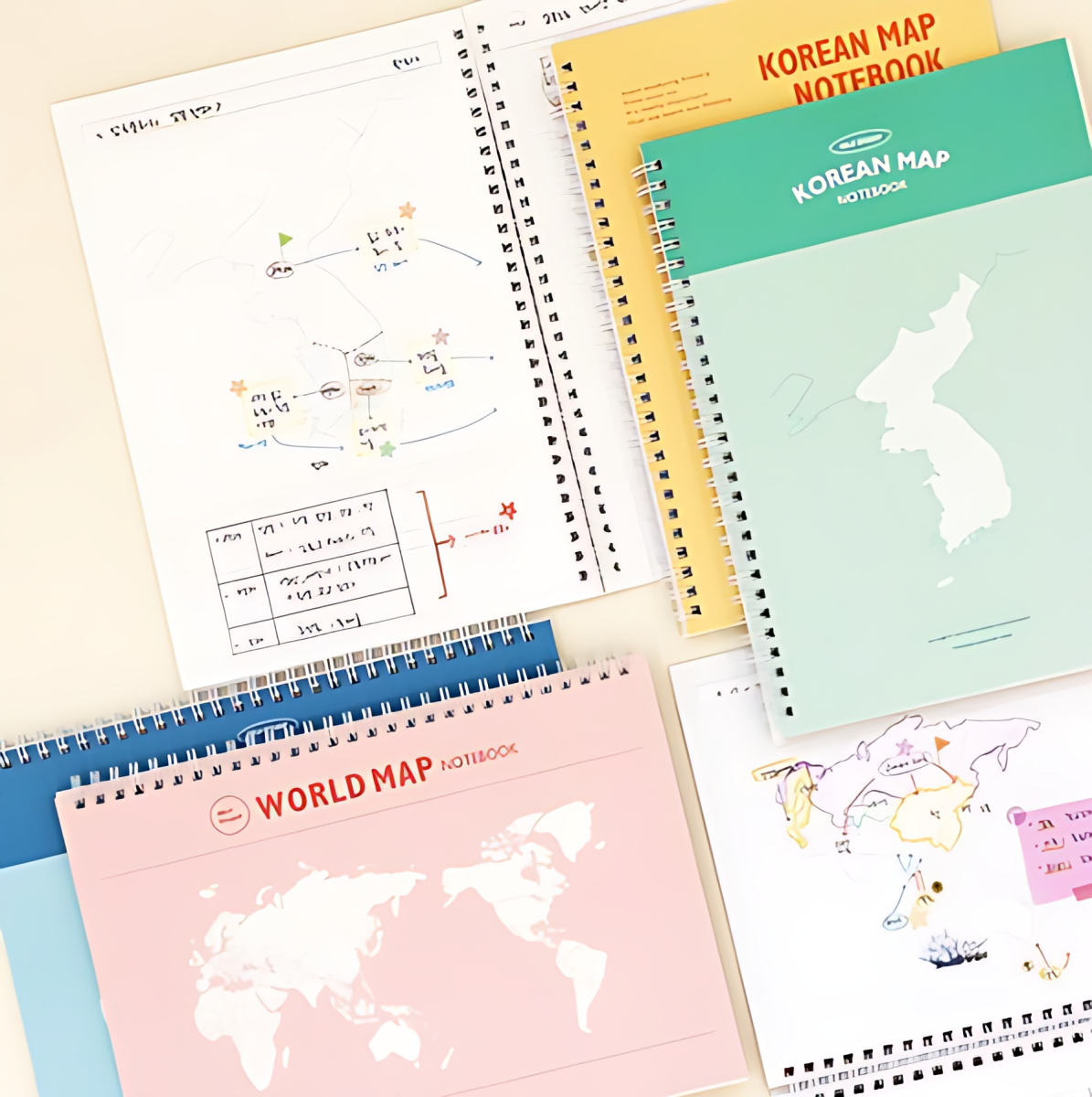 INDIGO Self-study Korean Map/World Map Notebook (B5 grid) - Notebooks - View 1