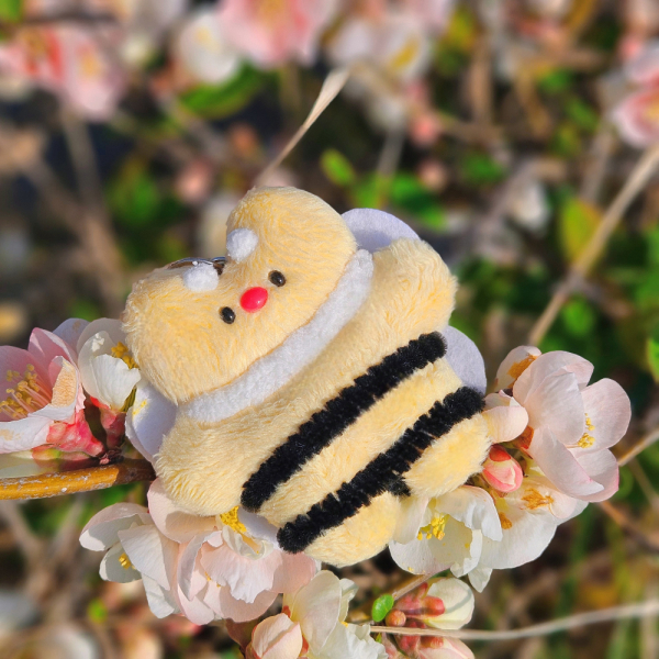 Honeybee Cat Plush Keyring – Handmade Charm - Office Supplies