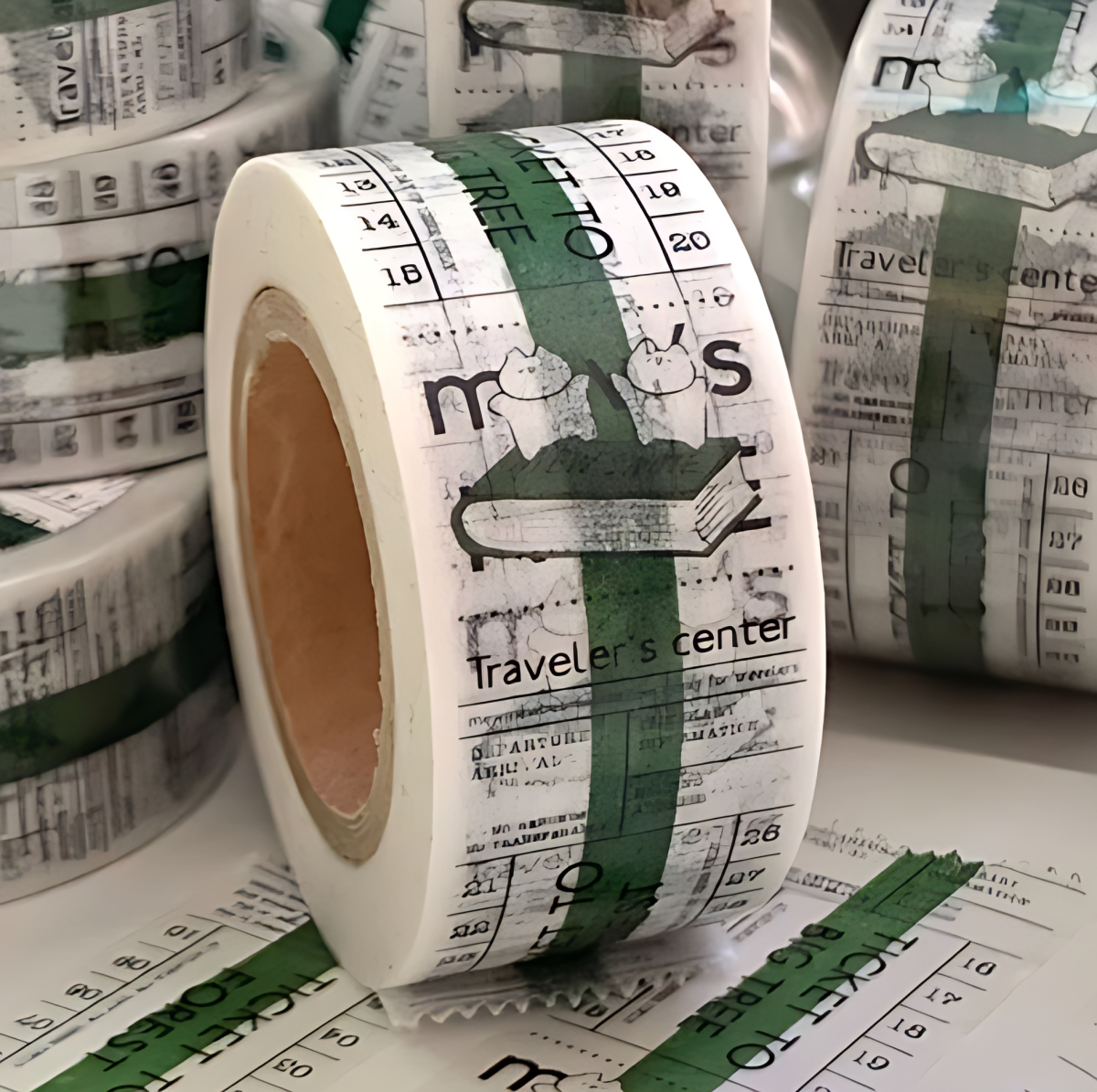MEWMEWBEAM Traveler's Center Masking Tape - Green - Washi Tape - View 1