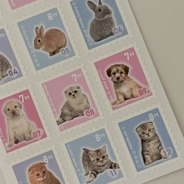 WAYTOOFETCH Animal Postage Seal Sticker X 3 Sheets - Office Supplies