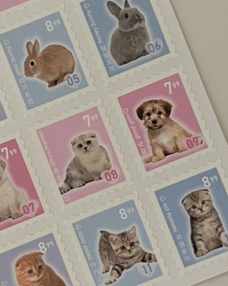 WAYTOOFETCH Animal Postage Seal Sticker X 3 Sheets - Office Supplies