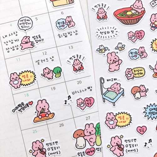 SOOOOPZI Bunny Stickers Pack 6 Sheets - Office Supplies