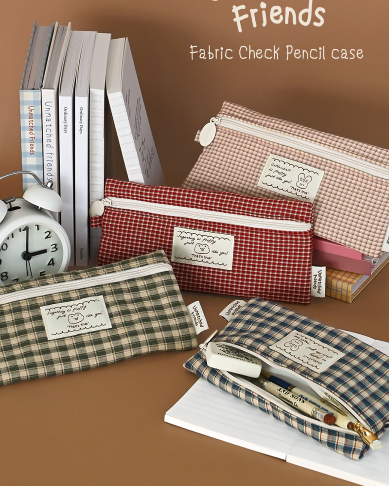 MONOLIKE Unmatched Friends Fabric Check Pencil Case Series.2 - Bags & Wallets