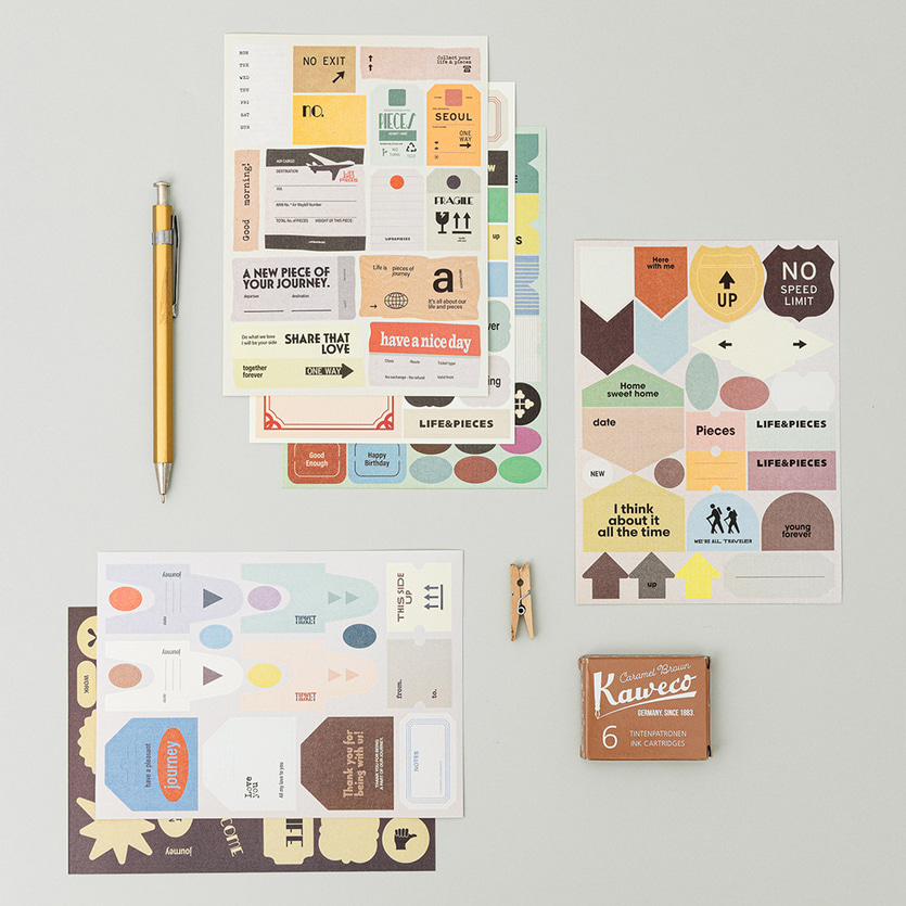 LIVEWORK Life & Pieces Vintage Label Sticker Set - Office Supplies