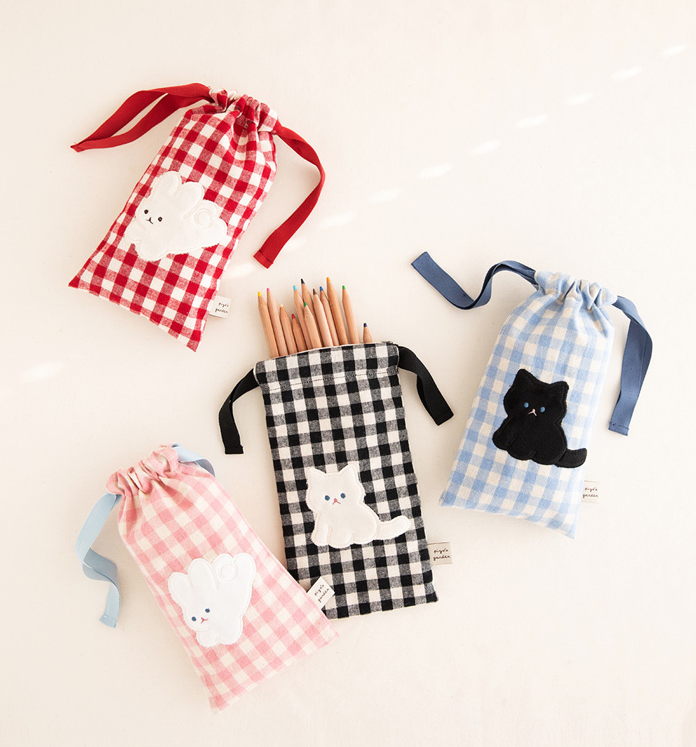 LIVEWORK Piyo Check Pencil Pouch - Bags & Wallets