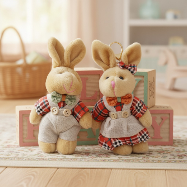 Handmade Chunky Teddy Bunny S Keyring - Dolls