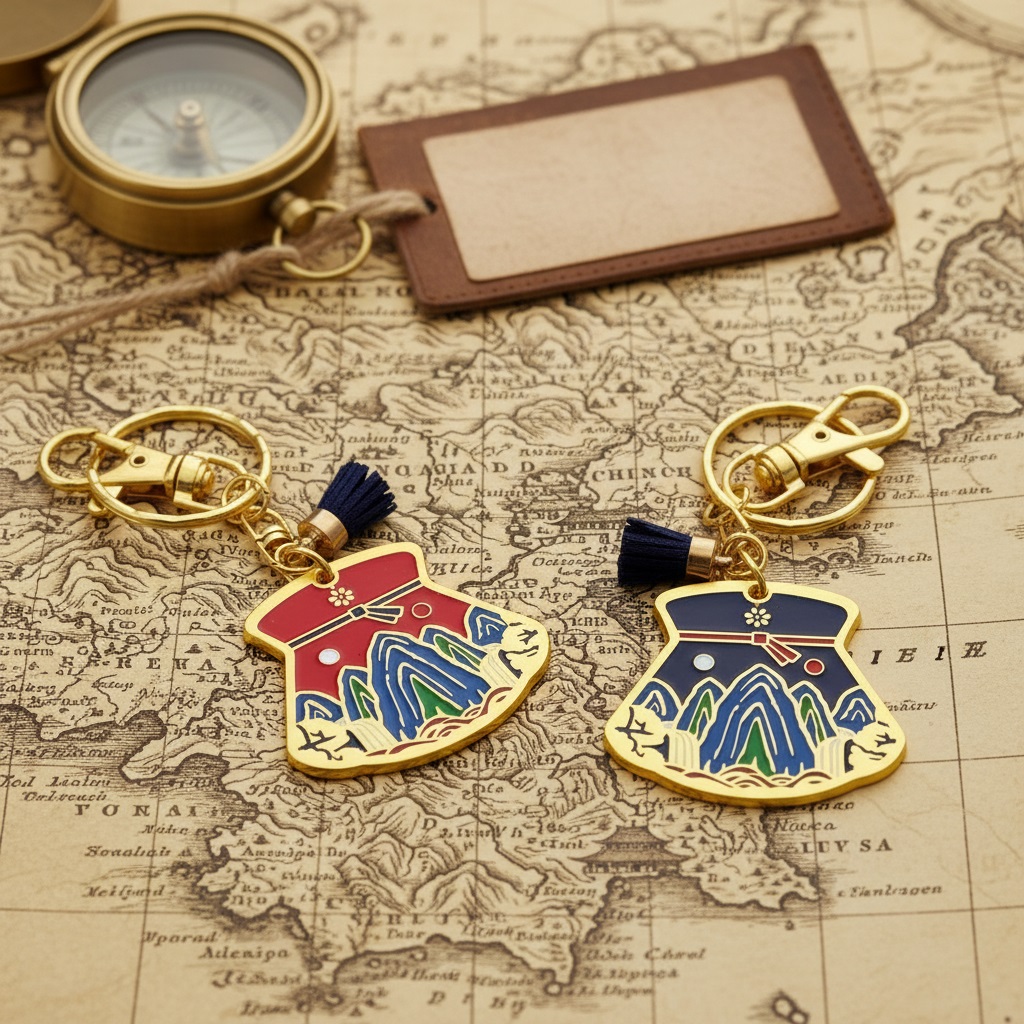 Korea Lucky Pouch Ilwolobongdo Metal Keyring - K-Souvenir