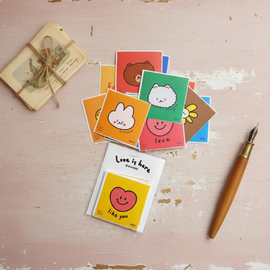 DALPAPER Illustration Circular Stickers Set - Office Supplies