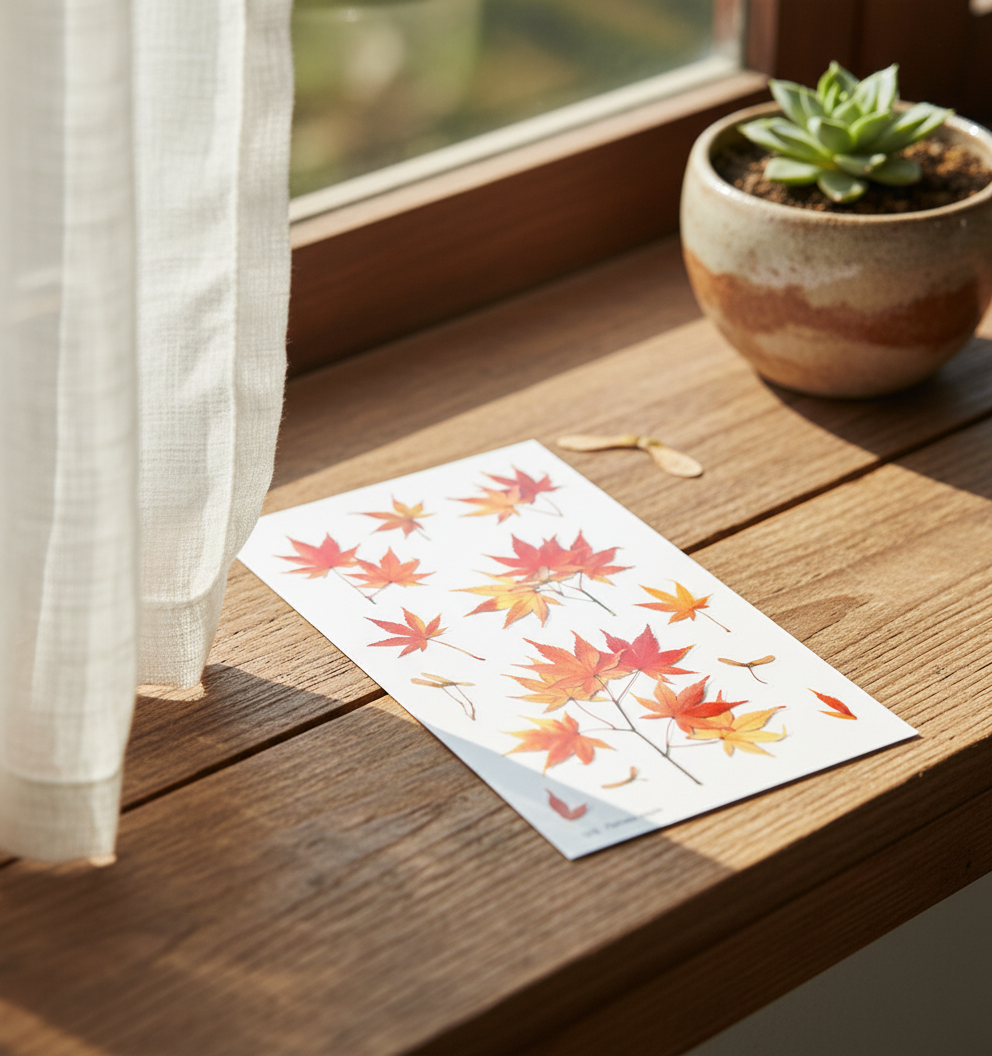 Appree Pressed Flower Sticker Maple - Office Supplies - View 1