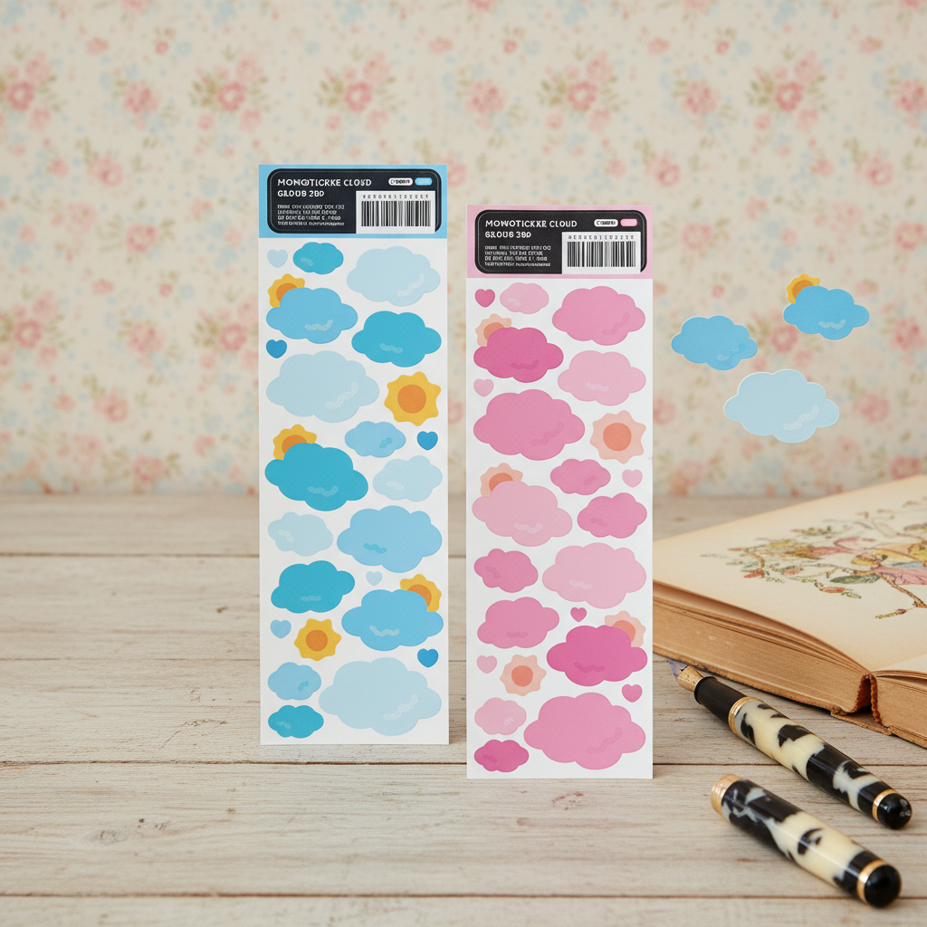 momopop Cloud Deco Stickers Blue Pink Set - Office Supplies