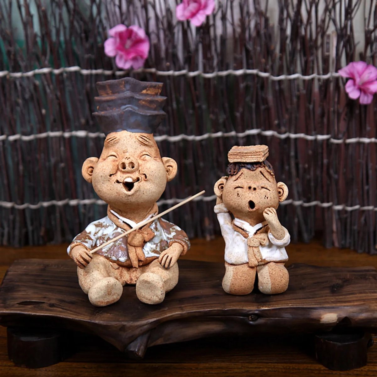 Korean Seodang Traditional Hanbok Ceramic Figurine Set