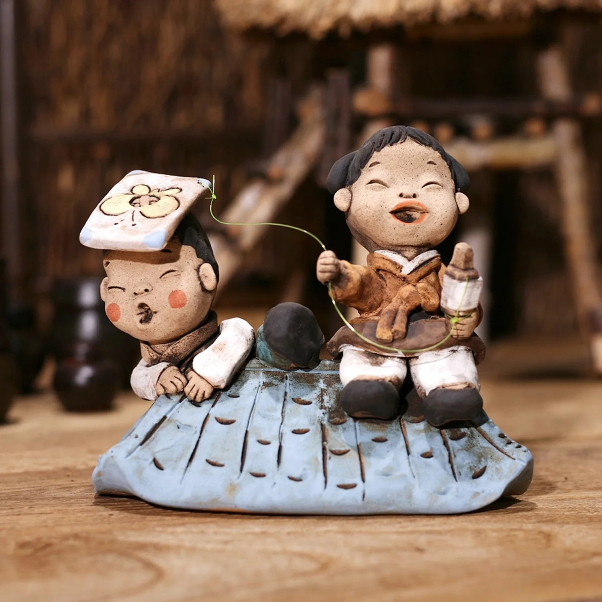 Korean Traditional Roof Hanbok Ceramic Figurine